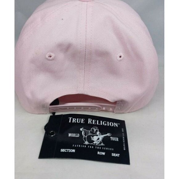 True Religion Script Trucker Snapback Hat Cap Black Pink Red‎ - NWT main image 6